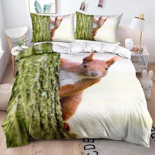 3D Custom Design White Animal Bed Linens Duvet Quilt Cover Sets Pillow Shame Full Twin Single Double Size Squrrile Home Textile