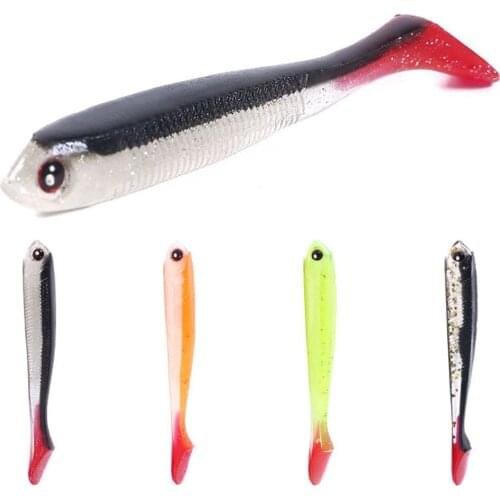 5pcs Fishing Lures 7.5cm Plastic Hard Bass Baits 4 Colors Lures Wobblers Carp Fishing Soft Lures Silicone Double Color Baits