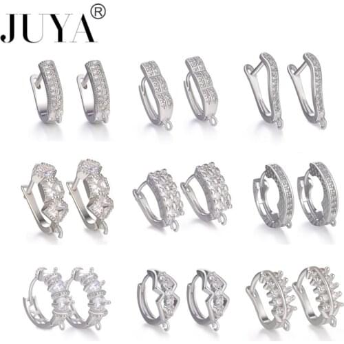 Zirconia Rhinestone Earrings Clasp Hooks Findings Handmade DIY For Women Geometric Dangle Earrings Accessories Component