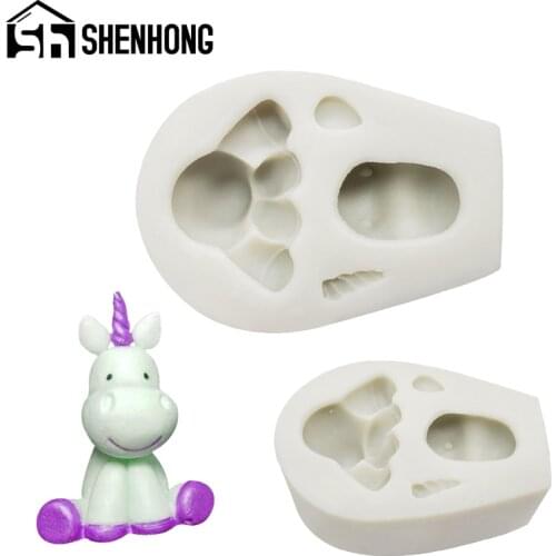 SHENHONG Unicorn Shape Silicone Fondant Cake Mold Baking Accessories DIY Birthday Party Sugar Craft Dessert Decorating Mould