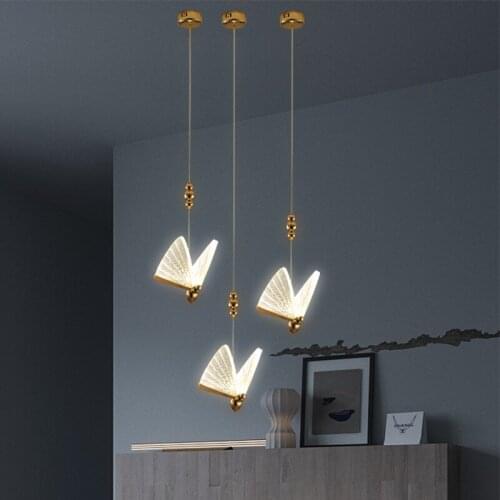 Nordic Modern Pendant Lights Butterfly Luxury Pendant Lamp Bedroom Hanging Lamps Bedside Stairwell Dining Room Lighting Fixtures
