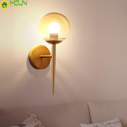 Sconce Modern Glass Ball Wall Lamp Led Bedroom Wall Light Fixtures Home Decor Nordic Foyer Living Room Cafe Corridor Luminaire