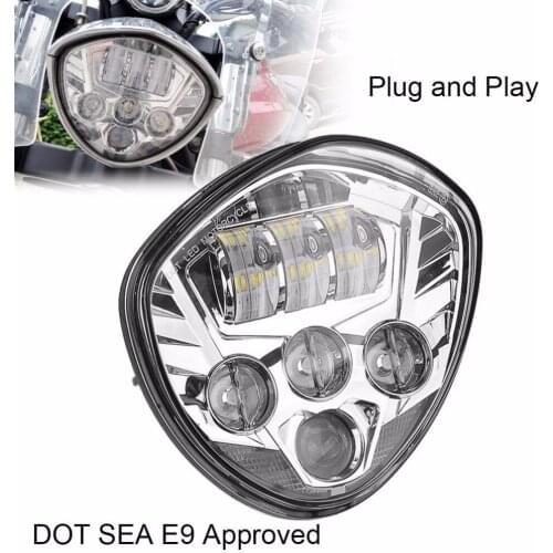 Motorcycle LED Headlight Moto Headlamp Head Light for Victory Cross Country 8-Ball Vegas Hammer Judge Boardwalk Etc Cafe Racer