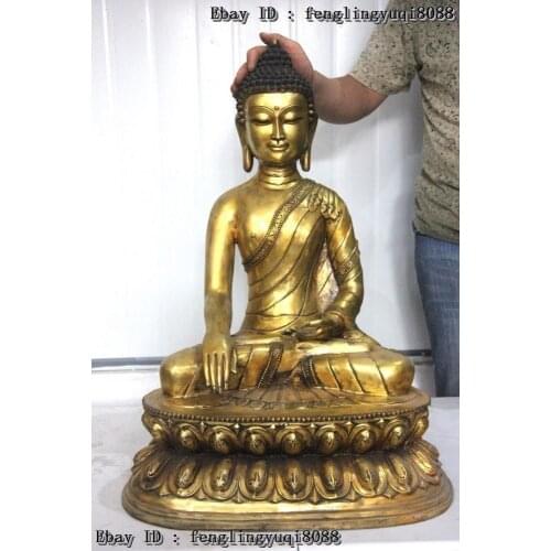 Thailand Buddhism bronze Seat lotus Shakyamuni buddha Sakyamuni tathagata Statue