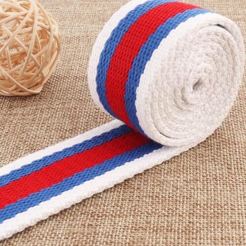 1.5" webbing,white blue red stripe webbing,cotton webbing,cotton canvas key fob webbing,cotton twill cotton ribbon,webbing strap