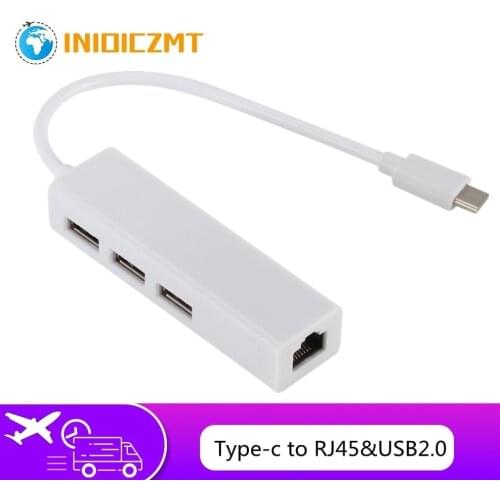 INIOICZMT Type-c USB C port to usb hub RJ45 100Mbps ethernet port adapter usb-c to usb 2.0 hub wired network for laptop macbook