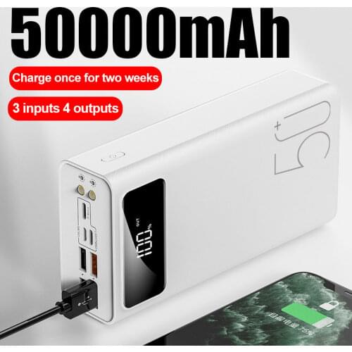 Power Bank 50000mah External Battery 2 USB QC Fast Charging Powerbanks LED Display Portable phone Charger for Xiaomi