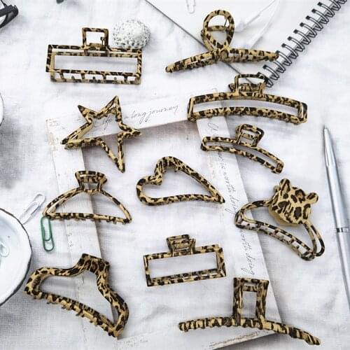 2021 Hot Sale Leopard Color Claw Clip Big Barrette Crab Hair Clips Bath Clip Ponytail For Women Girls Hair Accessories Gift