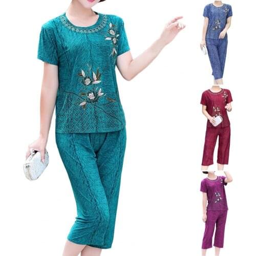 2021 Summer Women Shorts Sets O Neck Elegant Floral Print Shorts Loose Outfit Short Sleeve T-shirt Plus Size Sets Casual