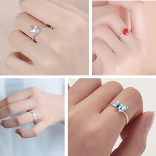 Cxwind Unique Design Adjustable Feathers Unicorn Butterfly Rings for Women Girl Party Charm Thumb Finger Ring Statement Jewelry