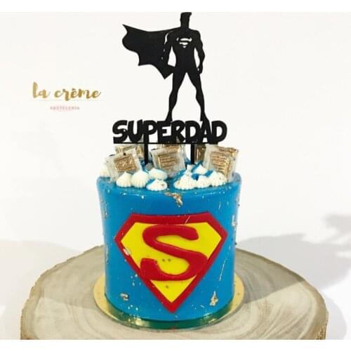 Gold Acrylic Super DAD Cake Topper PAPA Flags for Dad Cake Decoration Cupcake Toppers Fathers Day Best Dad Ever Cake Top