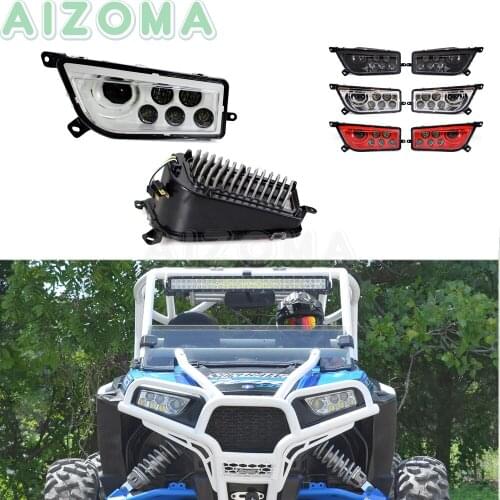 1 Pair UTV Front Headlight LED Projector Head Lamp w/ Harnesses Plug For Polaris RZR 900 & RZR 1000 S & RZR 1000 XP 2015-16 2017