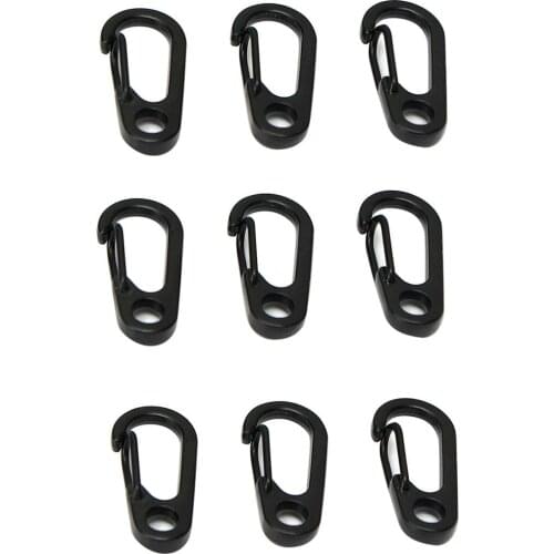 10pcs Plastic Key Buckle Carabiner Lanyard Carabiner Clip 30mm Length Black Carabiner Clip Set