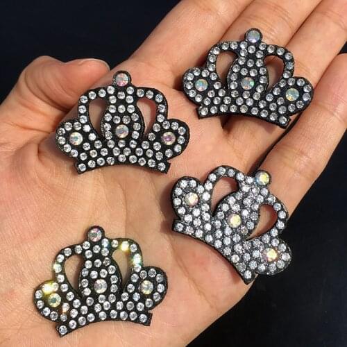 10pcs Cute Crown AB Rhinestone Applique Sew on Patch for Clothing Dess Diy Patches beaded applique sweater applique