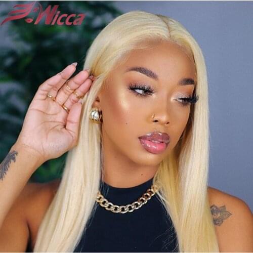 613 Lace Front Human Hair Wigs With Baby Hair Pre Plucked Glueless Brazilian Straight 613 Blonde 13x4 Lace Front Wig 150% Remy