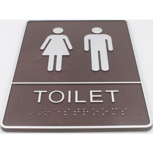 3D digital, Men & Women Toilet Sign, With Raised White Tactile Graphic Characters, Text, and Grade 2 Braille for The Blind, 1pcs