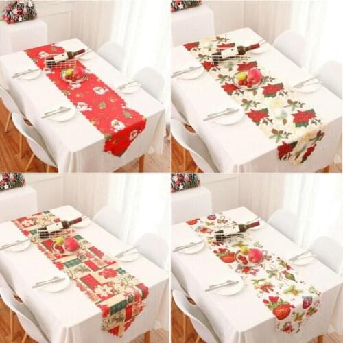 4 Colors Christmas Table Runner Cover Mat Tablecloth Xmas Home Wedding Party Decor