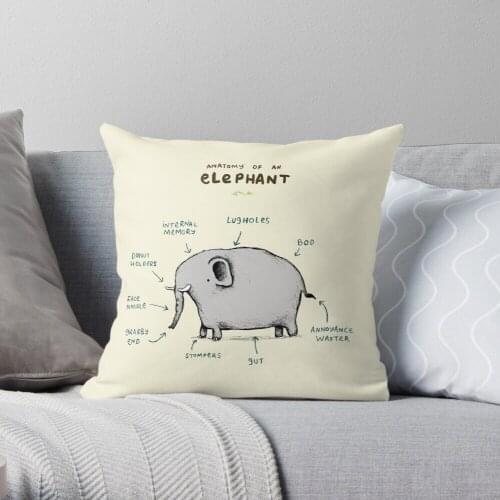 Anatomy of an Elephant Throw Pillow Cushion Cover Polyester throw pillows case on sofa home living room car seat decor 45x45cm