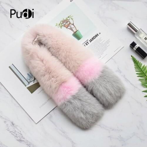 Aorice SF808 Woman Real Fox Fur Scarf New Brand Girl Genuine Fox Fur Scarves Wrap Shawl Pink Grey Color