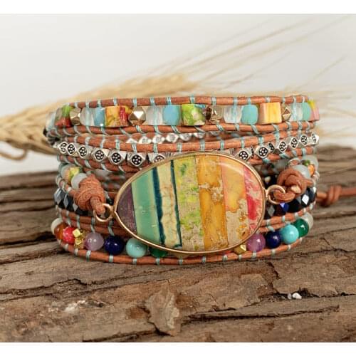 Natural King Stone Hand Woven Seven Chakras Bracelet Colorful Multi-layer Bracelet Ladys Bracelet Natural Stone Bracelet Gift