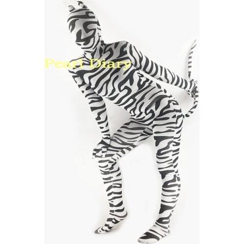 Brand Custom Made Animal series Zebra pattern Spandex Zentai Adult kids Halloween Animal Cosplay Costume