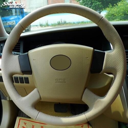 BANNIS Beige Genuine Leather Car Steering Wheel Cover for Nissan Teana 2003-2008 Old Teana Renault Samsung SM5