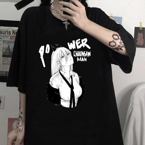 Chainsaw Man Men Women Cotton Print T Shirt Anime Cool Harajuku Power Short Sleeve Clothes Tops Tees