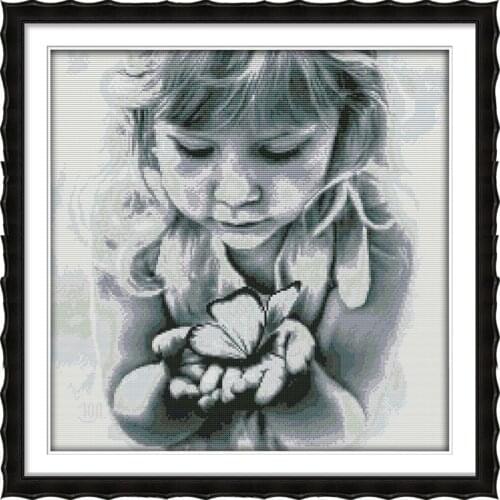 The Girls and butterflies Canvas DMC 11ct 14ct Counted Chinese Cross Stitch Kits printed Cross-stitch set Embroidery Needlework