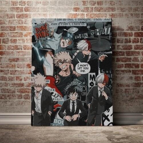 Canvas Wall Art Deku and Todoroki Bakugo Aesthetic Anime Printed Pictures Poster Paintings Home Decoration Modular Living Room