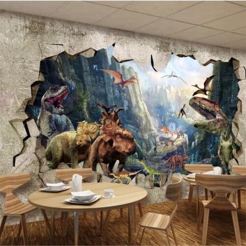 Customized large murals wallpaper fashion home decoration ancient times dinosaur kingdom 3D stereo TV storefront kid room wall