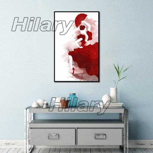 Figure Painting Girl In Red Dress Hd Print Painting Poster Home Living Room and Bedroom Wall Art Decoration Can Be Customized