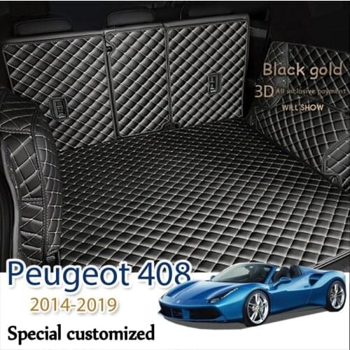 The Trunk Cargo Leather Liner Car Boot Liner Cargo Compartment Floor Carpet Mud For Peugeot 408 2014-2019
