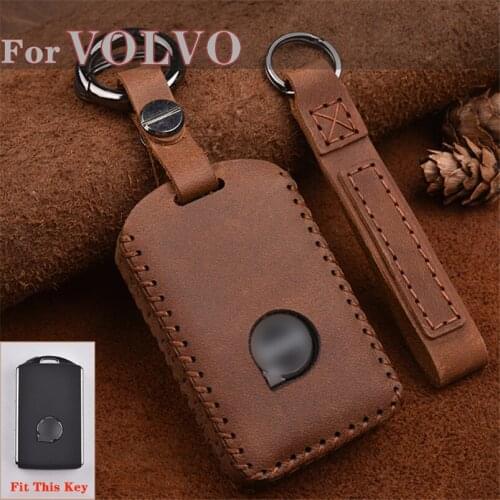 Leather Car Remote Key Fob Case Cover Key Bag Holder Protector Keychain For Volvo XC40 XC60 S90 XC90 2017 2018 Car Accessories