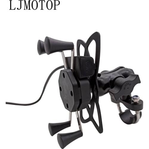 For KAWASAKI KLX 150 250 KLX250 KLX 450R KDX 125 250 300 Motorcycle Phone Bracket Handlebar Holder With USB Any Smartphone GPS