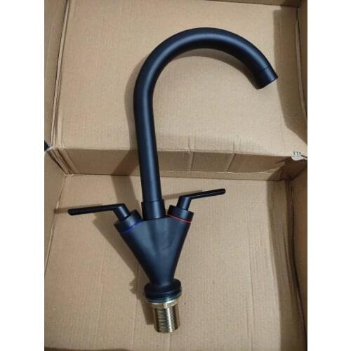Vidric Double handle kitchen hot and cold faucet, Paint black sink faucet, Kitchen faucet mixer