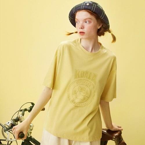 Summer New Women Fashion Design T-shirt O Neck Short Sleeve Cute Koala Printed Loose Tshirt Tees Tops For Teenage Preppy Style