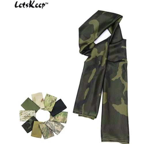 LetsKeep New Mesh head Camo scarf men camouflage long scarves for men women Military shemagh tactical scarf printed, MP009