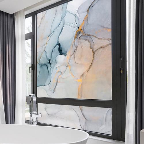 Frosted Privacy Window Film Stained Glass Film Marble Decor Non-adhesive Vinyl Window Stickers Glass Stickers Shower Door Film