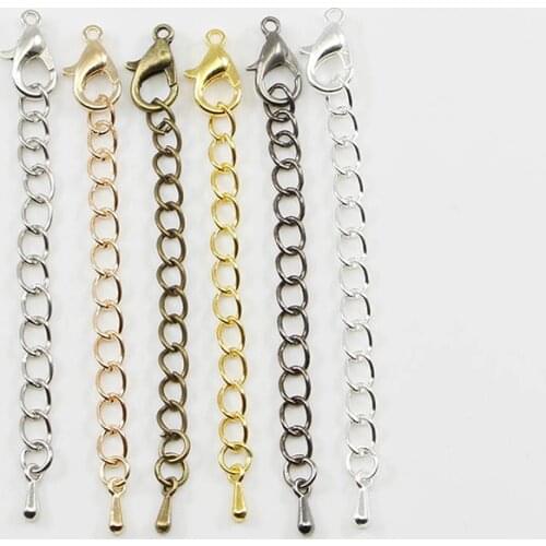 10pcs 50/70mm Copper Tone Extended Extension Tail Chain Lobster Clasps Connector DIY Jewelry Making Findings Bracelet Necklace