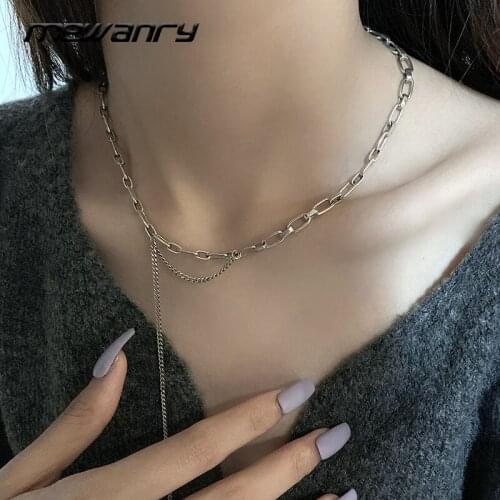 Mewanry 925 Sterling Silver Necklace INS Fashion Vintage Rock Hip Hop Couples Simple Tassel Chain Party Jewelry Gifts Wholesale