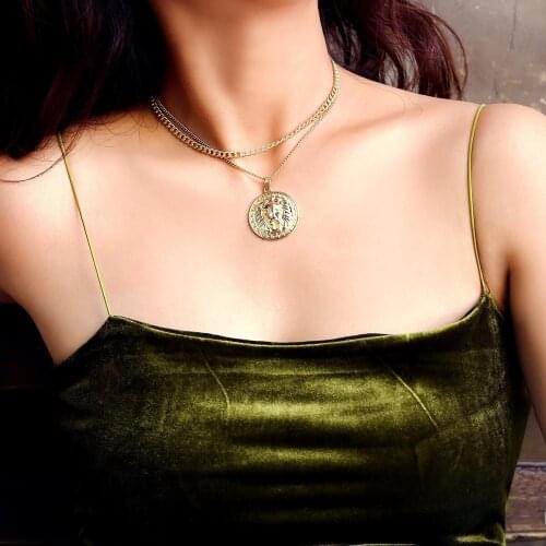 Punk multilayer lion head necklace pendant Fashion metal statement hip hop clavicle chain female chokers gift