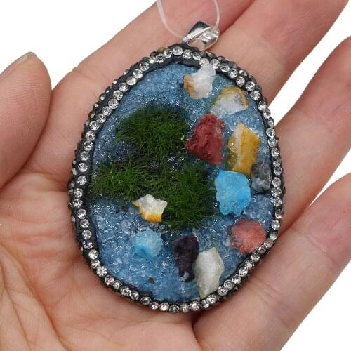 Fashion Irregular Resin Diamon-Studded Bonsai Pendant Charms for Jewelry Making DIY Necklace Size 33x53-35x55mm