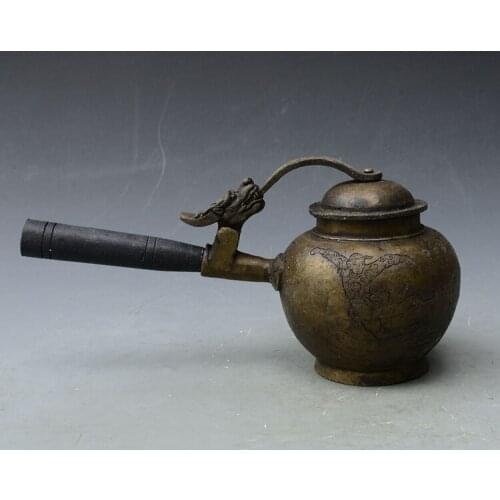 MOEHOMES Asia Collectible Decorated Carve Dragon - shaped medicine pot home decoration Metal crafts Tea Pot