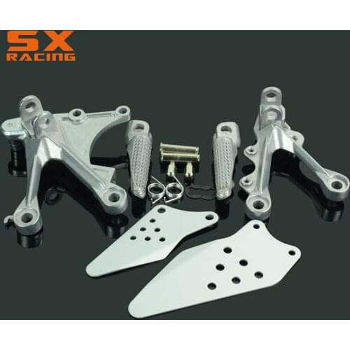 Motorcycle Silver Black Street Bike Front Foot Pegs Pedal Footrest For KAWASAKI Ninja ZX6R 2005 2006 ZX636 2005 2006 2007 2008
