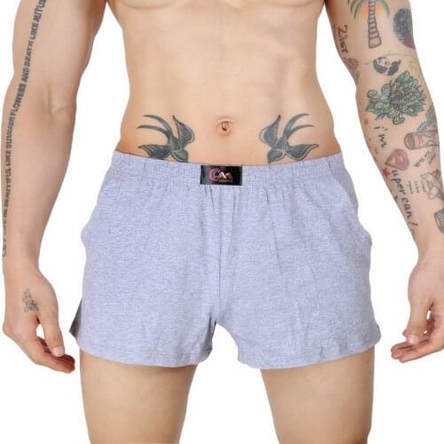 Mens Breathable Cotton Underwear Sexy Men Comfortable Boxers Shorts Solid Interior Cotton Sleep Underpants With Pockets