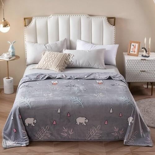 Bear Soft Warm Coral Fleece Blanket Sheet Bedspread Sofa Plaid Throw Light Thin Mechanical Wash Flannel Blankets SSXYH