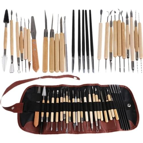 28Pcs Arts Crafts Clay Sculpting Tools Set Modeling Carving Tool Kit Pottery & Wooden Handle Modeling Clay Tools