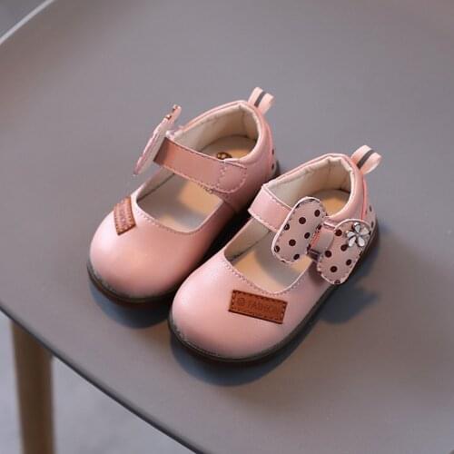 2021 New Girls Baby Toddler Shoes Single Shoes Spring and Autumn Girls Princess Shoes Baby Casual Flats Cute Fashion Bow Spot