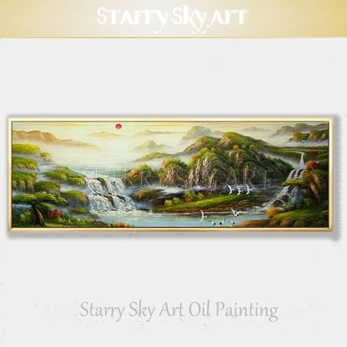 New Arrivals Tradition Chinese FengShui Oil Painting on Canvas Beautiful Feng Shui Scene Oil Painting Be Rich Landscape Painting