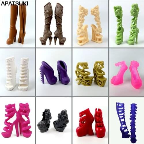 1pair High Quality Original Shoes for Monster High Doll High Heel Shoes Dolls Accessories Booties For 1/6 Demon Monster Dolls